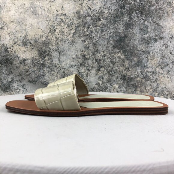 Zara Women's Size 39 Beige Patent Open Toe Square Toe Slip On Flats Sandals - Picture 5 of 11